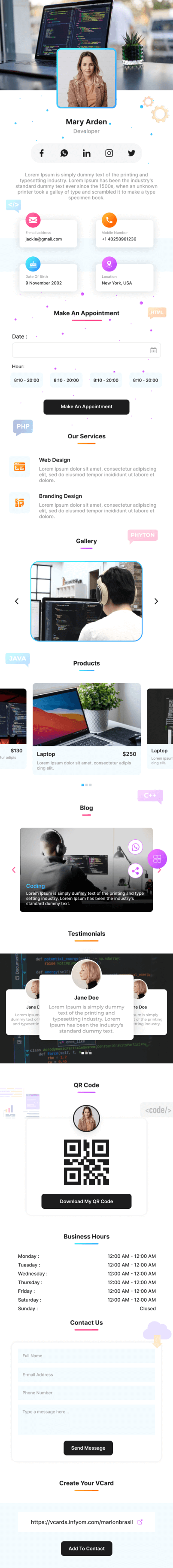 vCard 17 template